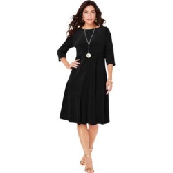 Plus Size Women's Velour Swing Drape Dress by Roaman's in Black (Size 38/40) found on Bargain Bro from fullbeauty for USD $53.19