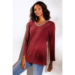 Women's Inkwell Pullover Top by Soft Surroundings, in Sun-Dried Tomato size XS (2-4)