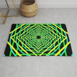 Diamonds In The Rounds Blacklight Neons Yellow Greens Modern Throw Rug by Ominous Fyxen Designs - 2' x 3'