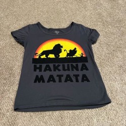 Disney Tops | Hakuna Matata T-Shirt | Color: Gray/Yellow | Size: S found on Bargain Bro from poshmark, inc. for USD $6.84