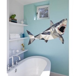 Shark Decal, Shark Sticker, Shark Polygonal Wall decal, Polygon Modern wall art