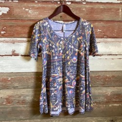 Lularoe Tops | Lularoe Perfect Tee! Size Small! | Color: Blue/Yellow | Size: S found on Bargain Bro from poshmark, inc. for USD $11.40
