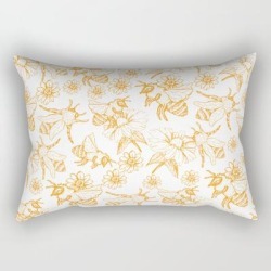 Aesthetic And Simple Bees Pattern Rectangular Pillow by Magicalwalrus - Small (17" x 12")