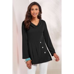 Women's Snuggle Up Cowl Top by Soft Surroundings, in Black size XS (2-4)