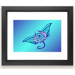 Framed Art Print | Tribal Manta Ray by Artsytoocreations - Vector Black - X-Small-10x12 - Society6