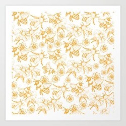 Aesthetic And Simple Bees Pattern Art Print by Magicalwalrus - X-Small