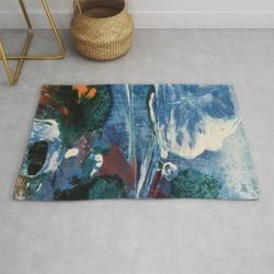 Mini World Environmental Blues 2 Modern Throw Rug by Anoellejay - 2' x 3'