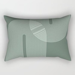 Geometric Lines In Sage Green 2 (rainbow Abstraction) Rectangular Pillow by Nineflorals - Small (17" x 12")