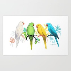 Art Print | Indian Ringneck Parrots by Sylvan Mist Art - X-Small - Society6