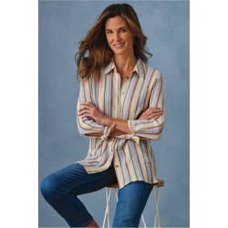 Women Sunset Shirt by Soft Surroundings, in Multi Stripe size 1X (18-20)