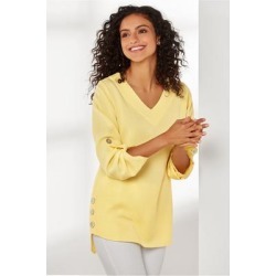 Women's Fairmont Tunic Top by Soft Surroundings, in Lemon Meringue size XS (2-4)
