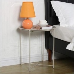 VECELO Round Table/ End Table Bge (Set of 1/Set of 2) (set of 1), Beige