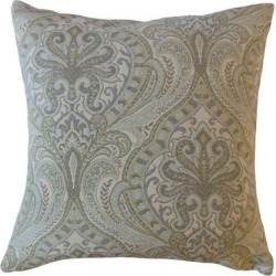 Uba Damask Throw Pillow Mist (Rectangle - 12 x 18), Blue, The Pillow Collection(Polyester, Geometric)
