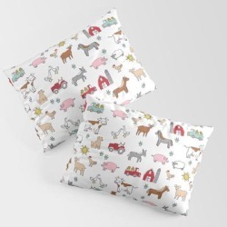 King Size Pillow Sham | Farm Animals Nature Sanctuary Cow Pig Goats Chickens Kids Gender Neutral by Andrea Lauren Design - STANDARD SET OF 2 - Cotton - Society6