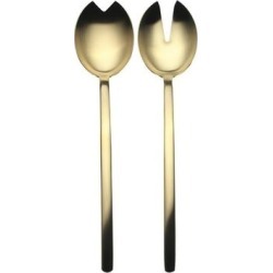 Stainless Steel w/PVD Titanium Coating Due Ice Oro Salad Servers (Fork and Spoon)
