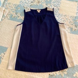 J. Crew Tops | J. Crew Top - Sleeveless, Casual Top In Navyivory Size 4 | Color: Blue/Cream | Size: 4