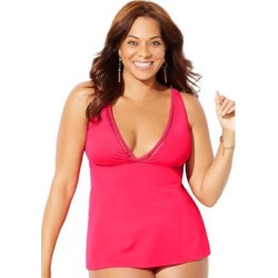 Plus Size Women's Plunge Flared Tankini Top by Swimsuits For All in Salsa (Size 12) found on Bargain Bro from Woman Within for USD $59.43