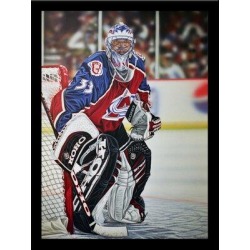 Buy Art For Less 'Patrick Roy Colorado Avalanche' Print Poster by Darryl Vlasak Framed Memorabilia Paper in Black/Blue/Brown | Wayfair found on Bargain Bro Philippines from Wayfair for $59.99