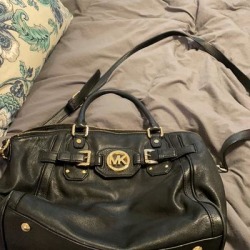 Michael Kors Bags | Black Leather Michael Kors Bag | Color: Black | Size: Os found on Bargain Bro from poshmark, inc. for USD $36.48