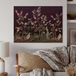 Winston Porter Chinoiserie w/ Birds & Peonies I - Unframed Painting on Wood in White, Size 24.0 H x 36.0 W x 1.0 D in | Wayfair found on Bargain Bro from Wayfair for USD $67.63