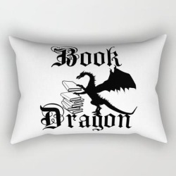 Book Dragon Rectangular Pillow by Thinking In Pixels - Small (17" x 12")