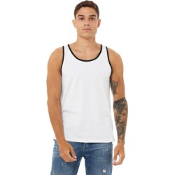 Bella + Canvas 3480 Jersey Tank Top in White/Black size Small | Ringspun Cotton found on Bargain Bro from ShirtSpace for USD $5.74
