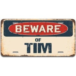 SignMission Beware of Tim Aluminum Plate Frame Aluminum in Black/Gray/Red, Size 12.0 H x 6.0 W x 0.1 D in | Wayfair A-LP-04-1183 found on Bargain Bro from Wayfair for USD $14.11