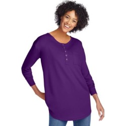 Plus Size Women's Long Sleeve Tunic Henley by Woman Within in Radiant Purple (Size 3X) found on Bargain Bro Philippines from fullbeauty for $25.99