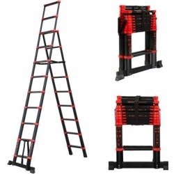 Radeway Heavy Duty Aluminum Telescoping Ladder,330 Lb Capacity Adjustable Extension...