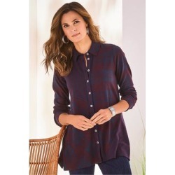 Women's Paramour Plaid Top by Soft Surroundings, in Plum/Navy Plaid size XS (2-4)