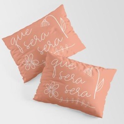 Que Sera Sera Peach Flowers King Size Pillow Sham by Metro Line Designs - STANDARD SET OF 2 - Cotton