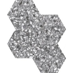 9x10 Hexagon Terrazzo Grey porcelain tile (16 pc, 8.08 sq ft per box)
