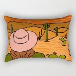 Desert Girl Rectangular Pillow by Doodle By Meg - Small (17" x 12")
