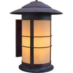 Arroyo Craftsman Newport 1-Light Outdoor Wall Lantern Glass/Metal in Brown, Size 12.12 H x 9.25 W x 10.25 D in | Wayfair NS-9LOF-RC found on Bargain Bro from Wayfair for USD $442.40