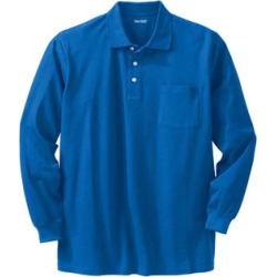 Men's Big & Tall Long-Sleeve Shrink-Less™ Piqué Polo by KingSize in Royal Blue (Size L) found on Bargain Bro from OneStopPlus for USD $19.75