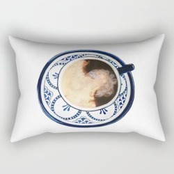 Cup Of Coffee And Cream Rectangular Pillow by Art By Amalyah - Small (17" x 12")