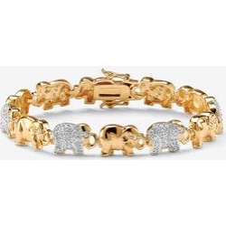 Women's Gold-Plated Round Elephant Charm Bracelet Cubic Zirconia by PalmBeach Jewelry in Gold found on Bargain Bro from Woman Within for USD $53.19