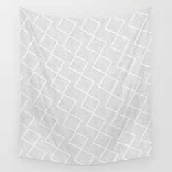 Tilting Diamonds In Grey Wall Hanging Tapestry by Becky Bailey - 51" x 60"