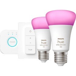 PHILIPS Hue White & Col. Amb. E27 2er inkl. Dimmer Switch 75W Starter Set Warmweiß