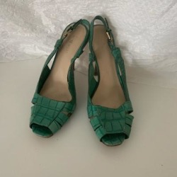 Nine West Shoes | Nine West Green Croc Sling Backs | Color: Green | Size: 8 found on Bargain Bro from poshmark, inc. for USD $19.00