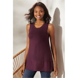Women Eden Tiered Tank Top by Soft Surroundings, in Vermillion Purple size 3X (24)