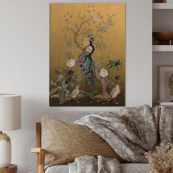 Winston Porter Chinoiserie w/ Birds & Peonies VI - Unframed Painting on Wood in Brown, Size 12.0 H x 8.0 W x 1.0 D in | Wayfair found on Bargain Bro from Wayfair for USD $39.51