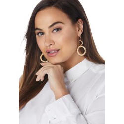 Plus Size Women's Circle Dangler Earrings by Jessica London in Gold found on Bargain Bro from Roamans.com for USD $26.59