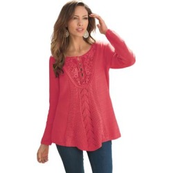 Plus Size Women's Lace Yoke Pullover by Roaman's in Antique Strawberry (Size 4X) Sweater found on Bargain Bro from fullbeauty for USD $46.81