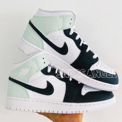 Nike Shoes | Custom Nike Air Jordan 1 Mid Mint Black Sneakers | Color: Black/Green | Size: Various