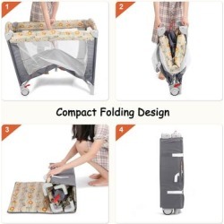 Odoland Baby Crib, Travel Pack Playard for Infant Toddler