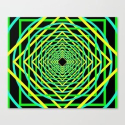 Diamonds In The Rounds Blacklight Neons Yellow Greens Canvas Print by Ominous Fyxen Designs - LARGE