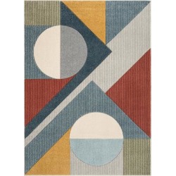 Well Woven Ruby Glimmer Mid Century Modern Geometric High Low Area Rug