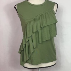 J. Crew Tops | J.Crew Sleeveless Front Drapey Ruffle Green Top | Color: Green | Size: S found on Bargain Bro from poshmark, inc. for USD $22.80