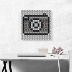 ARTCANVAS Photography Photo Camera Emoticon Jewel Pixel - Wrapped Canvas Graphic Art Print Canvas & Fabric in Gray, Size 18.0 H x 18.0 W x 1.5 D in